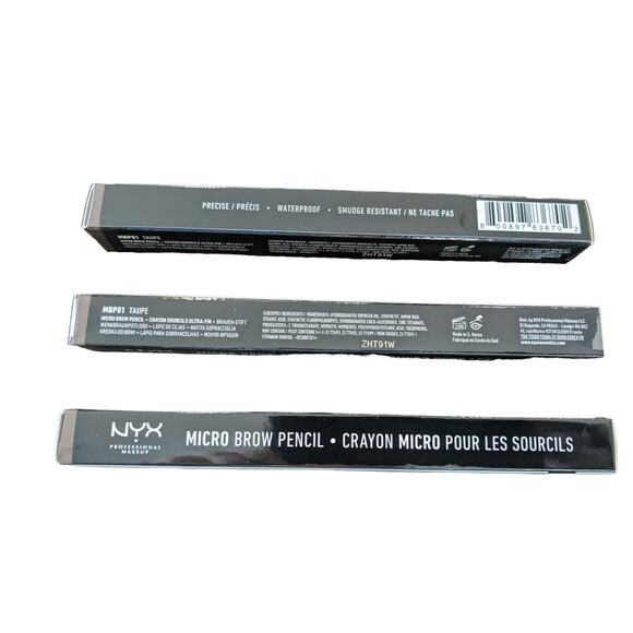 NYX Micro Eyebrow Pencil Taupe Set Of 3 MBp01 Crayon Waterproof Smudge Resistant - Picture 3 of 7